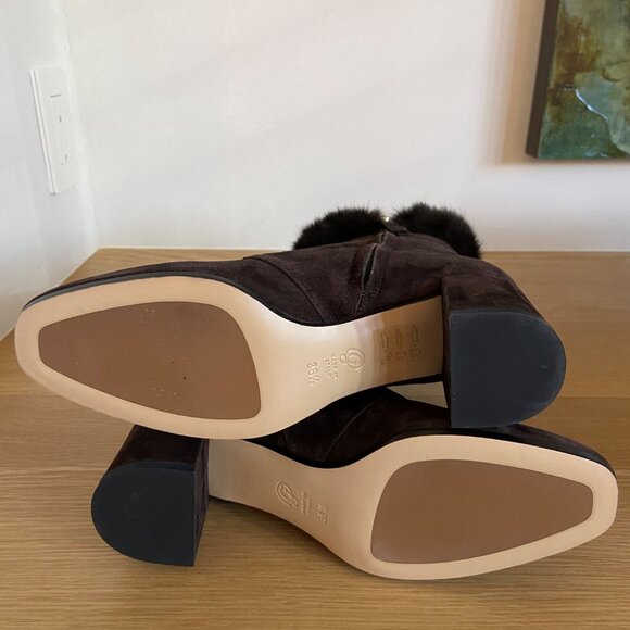 6.5 Suede Booties With Fur Top NWT - Picture 4 of 7